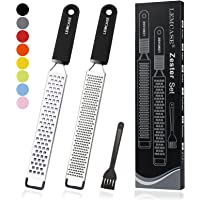 LEMCASE Rallador de Limón- Queso - Fino Zester con Cuchilla de Acero Inoxidable y Mango de Silicona | Negro (2 Piezas…